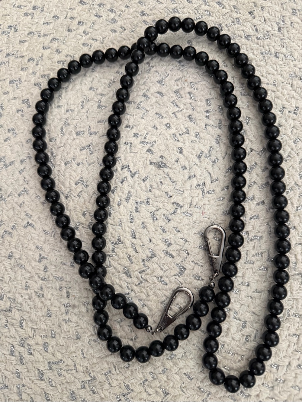 Velvet Caviar Black Beaded Lanyard with Metal Clips